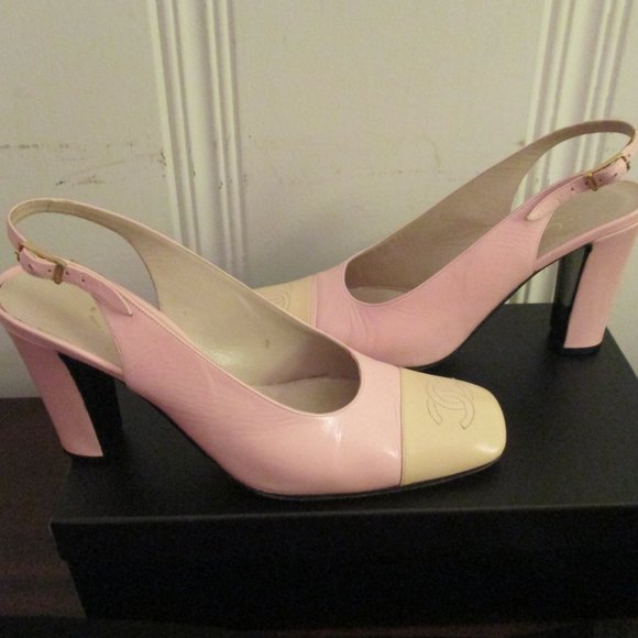 Chanel 60s 70s Two-Tone Slingbacks 6.5 N Pink - Picture 7 of 16